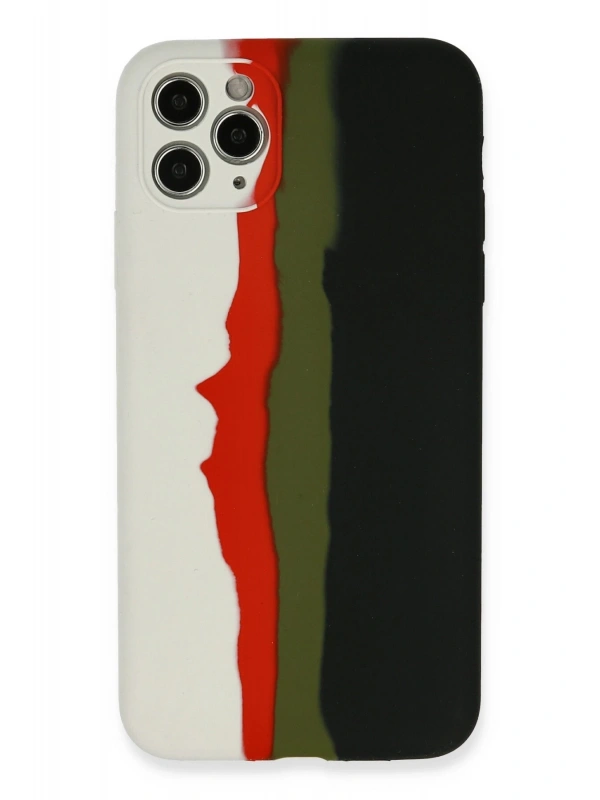 Newface Apple iPhone 11 Pro Kılıf Ebruli Lansman Silikon - Beyaz-Siyah