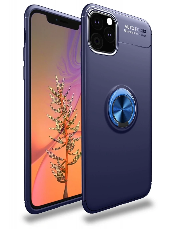 Newface Apple iPhone 11 Pro Kılıf Range Yüzüklü Silikon - Mavi