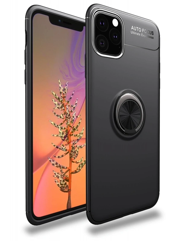 Newface Apple iPhone 11 Pro Kılıf Range Yüzüklü Silikon - Siyah