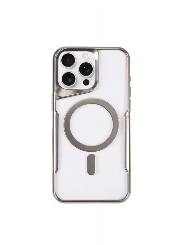 Newface Apple iPhone 11 Pro Max Kılıf Boyi Magsafe Silikon Kapak - Gümüş