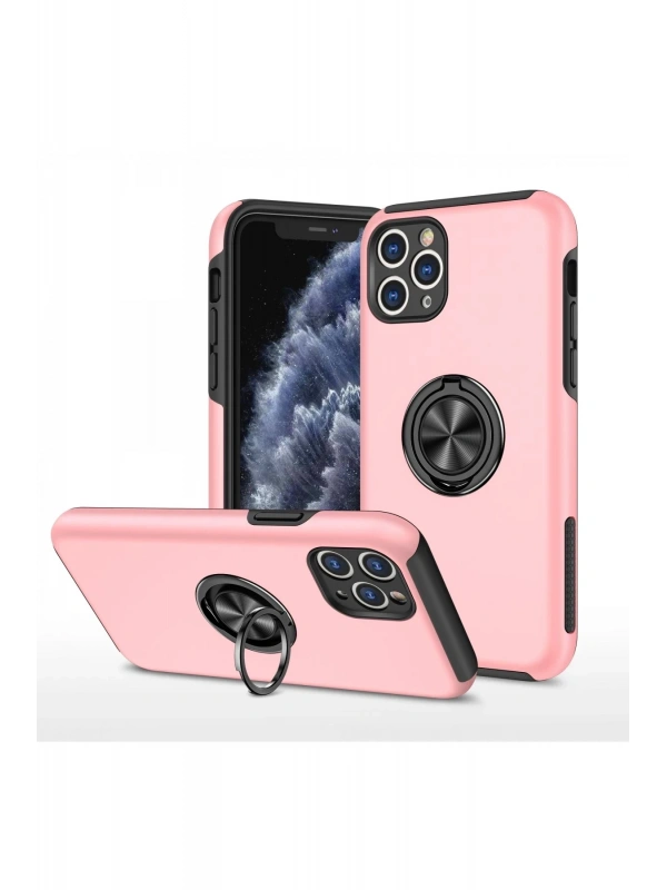 Newface Apple iPhone 11 Pro Max Kılıf Elit Yüzüklü Kapak - Pembe