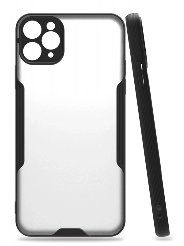 Newface Apple iPhone 11 Pro Max Kılıf Platin Silikon - Siyah