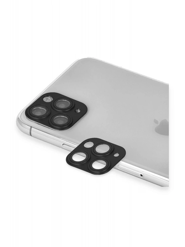 Newface Apple iPhone 11 Pro Max Pers Alüminyum Kamera Lens - Siyah