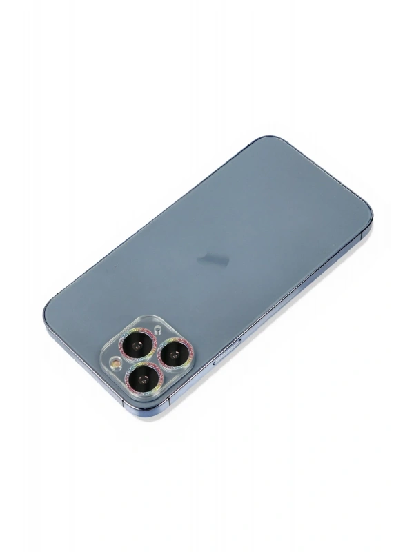 Newface Apple iPhone 11 Pro Max Shine Kamera Lens Koruma Cam - Rainbow