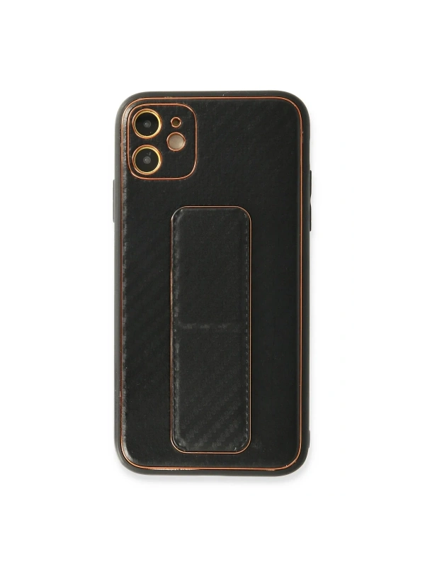 Newface Apple iPhone 12 Kılıf Coco Karbon Standlı Kapak