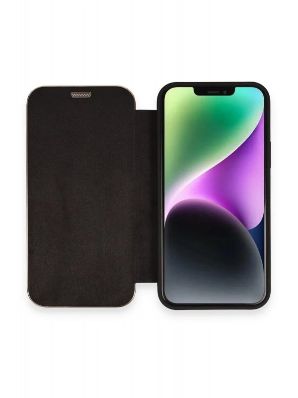 Newface Apple iPhone 12 Kılıf Dolpin Kapaklı - Siyah