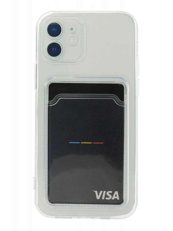 Newface Apple iPhone 12 Kılıf Kart Şeffaf Silikon - Şeffaf