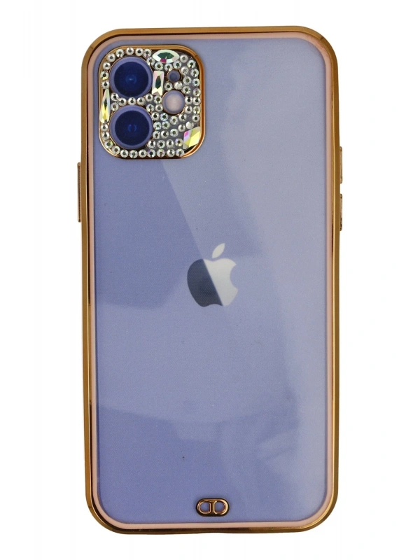 Newface Apple iPhone 12 Kılıf Liva Taşlı Silikon - Pembe
