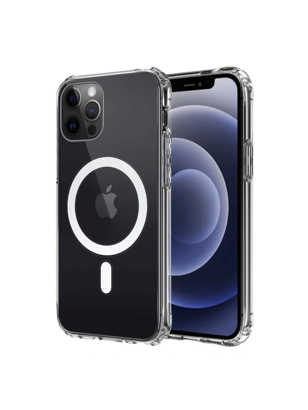 Newface Apple iPhone 12 Kılıf Magneticsafe Şeffaf Silikon - Şeffaf