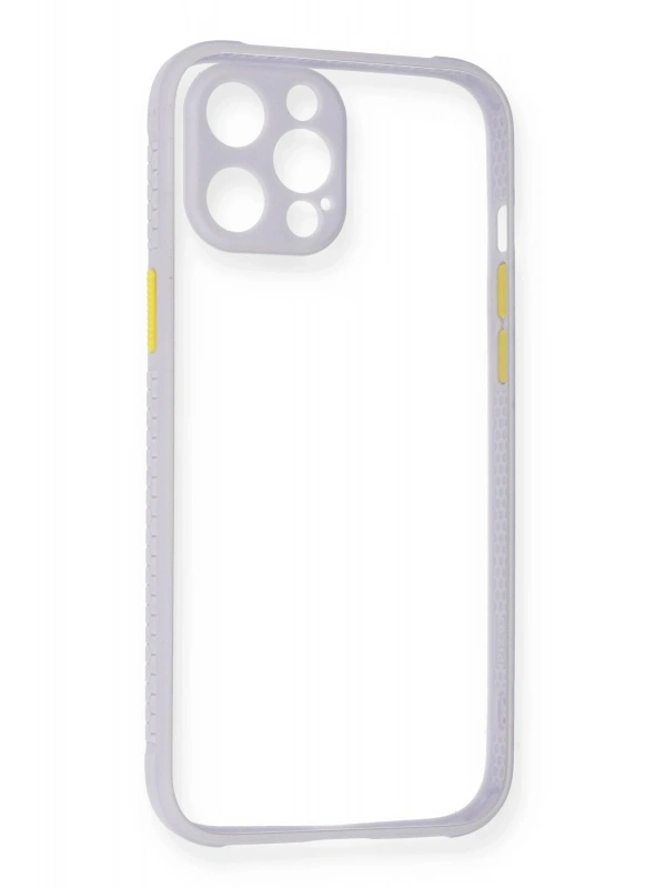 Newface Apple iPhone 12 Kılıf Miami Şeffaf Silikon - Lila
