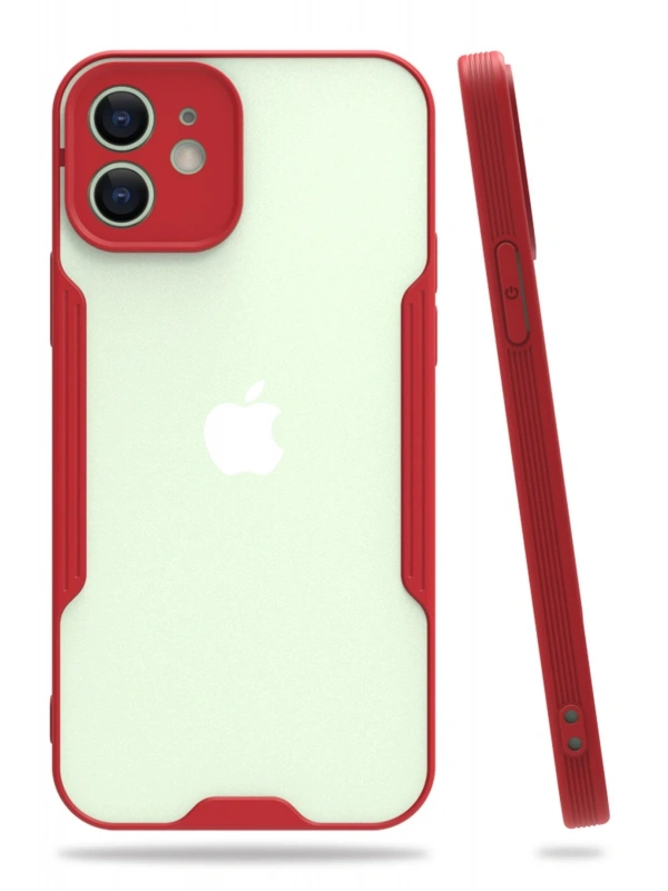 Newface Apple iPhone 12 Kılıf Platin Silikon - Kırmızı