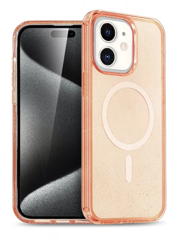 Newface Apple iPhone 12 Kılıf Star Magsafe Kapak - Turuncu