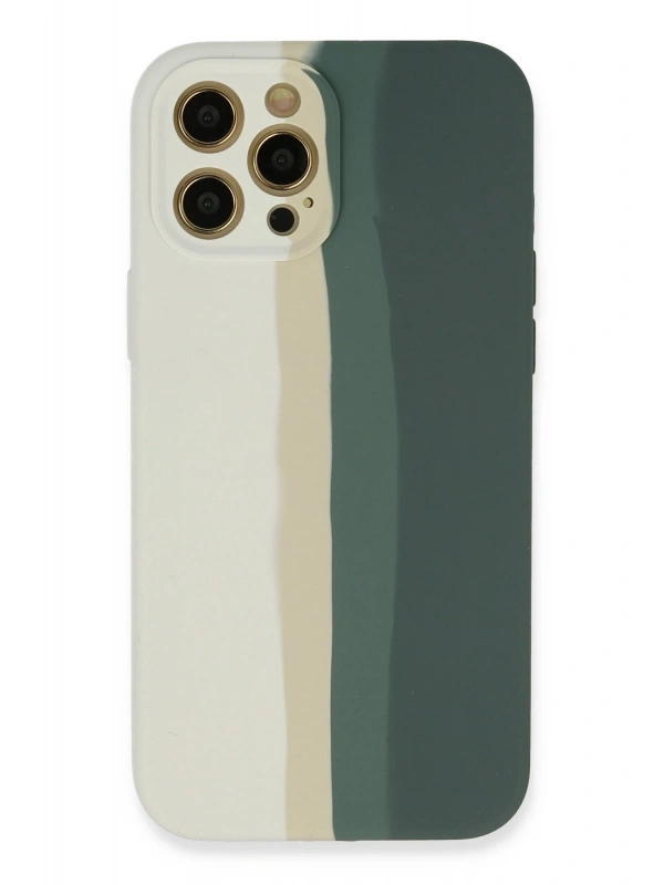 Newface Apple iPhone 12 Pro Kılıf Ebruli Lansman Silikon - Beyaz-Gri