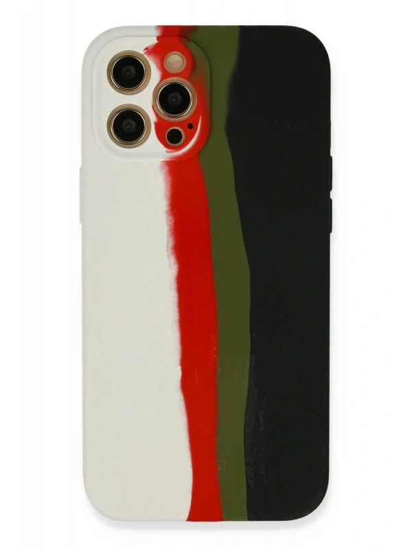 Newface Apple iPhone 12 Pro Kılıf Ebruli Lansman Silikon - Beyaz-Siyah