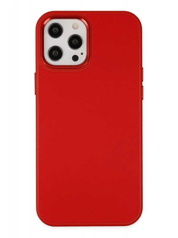 Newface Apple iPhone 12 Pro Max Kılıf Asya Deri Silikon - Kırmızı