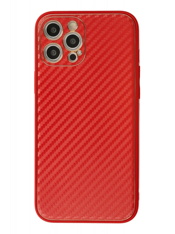Newface Apple iPhone 12 Pro Max Kılıf Coco Karbon Silikon - Kırmızı
