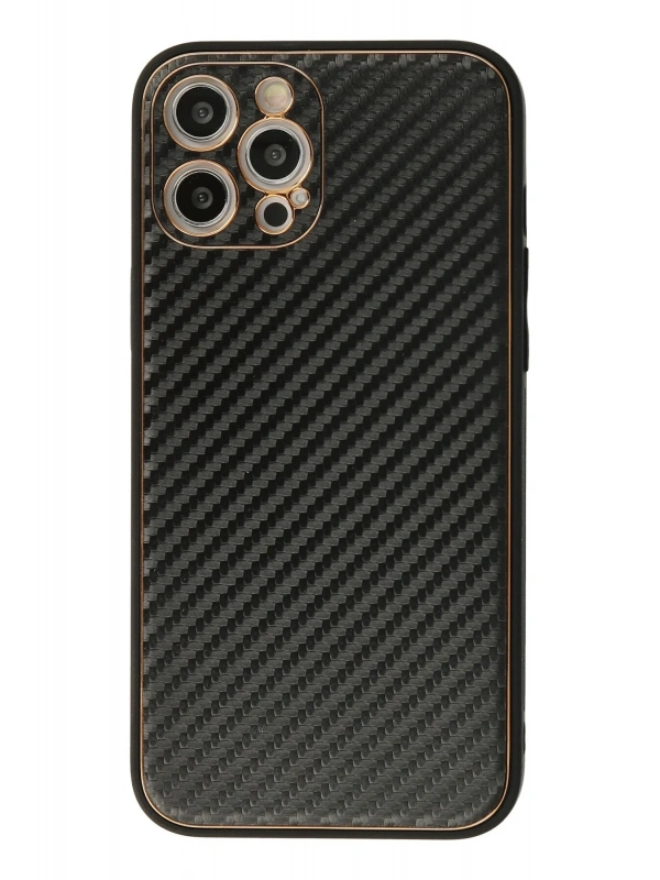 Newface Apple iPhone 12 Pro Max Kılıf Coco Karbon Silikon - Siyah