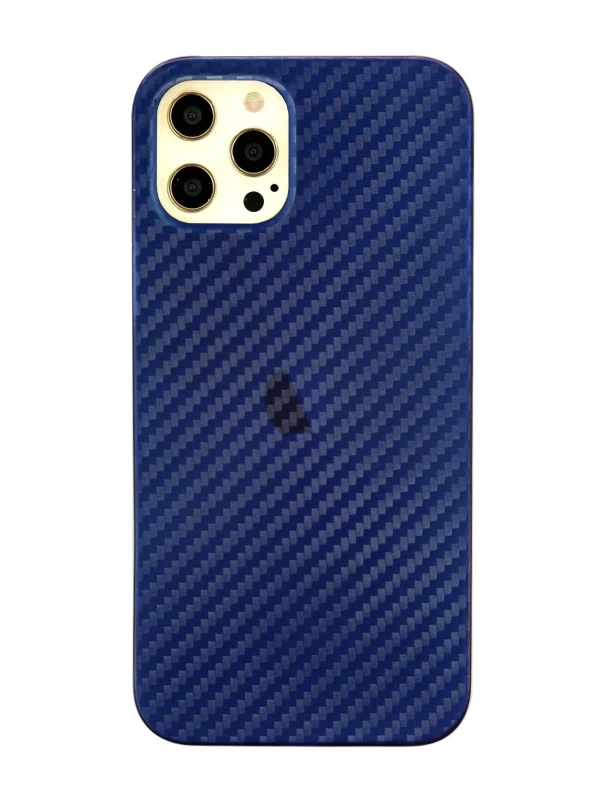 Newface Apple iPhone 12 Pro Max Kılıf Karbon PP Silikon - Mavi