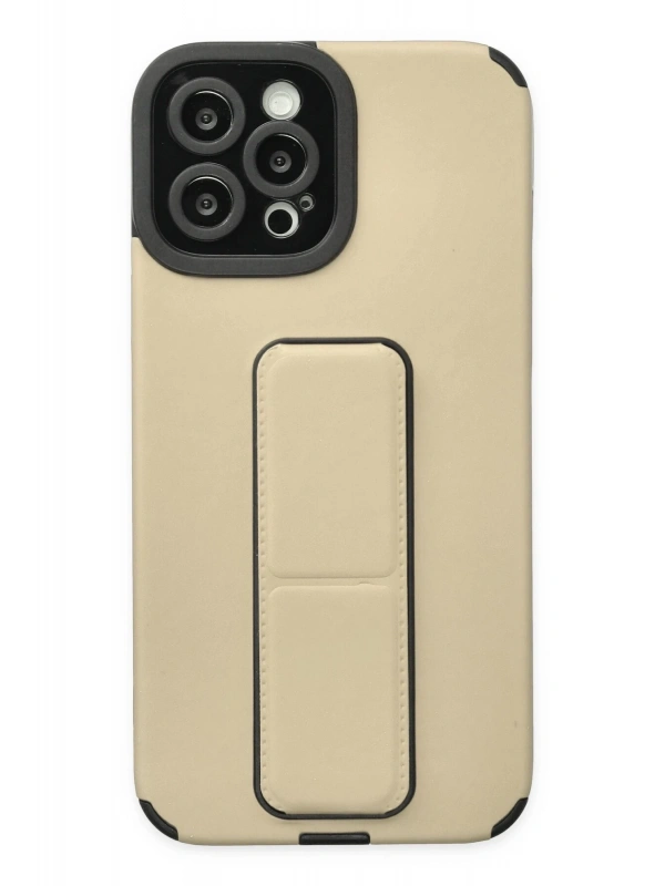 Newface Apple iPhone 12 Pro Max Kılıf Mega Standlı Silikon - Gold