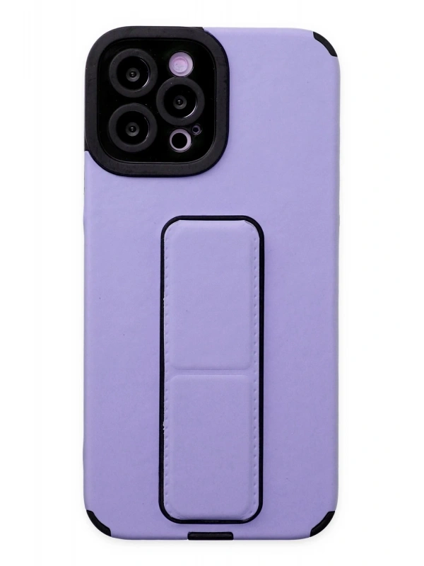 Newface Apple iPhone 12 Pro Max Kılıf Mega Standlı Silikon - Lila