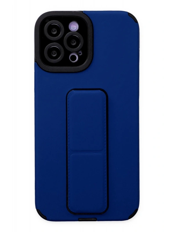 Newface Apple iPhone 12 Pro Max Kılıf Mega Standlı Silikon - Mavi