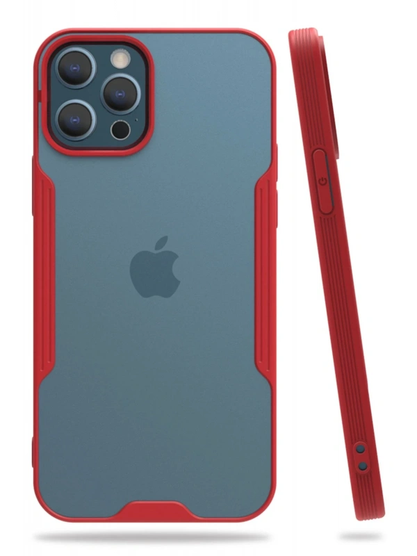 Newface Apple iPhone 12 Pro Max Kılıf Platin Silikon - Kırmızı
