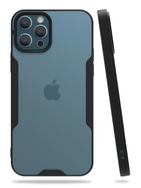 Newface Apple iPhone 12 Pro Max Kılıf Platin Silikon - Siyah