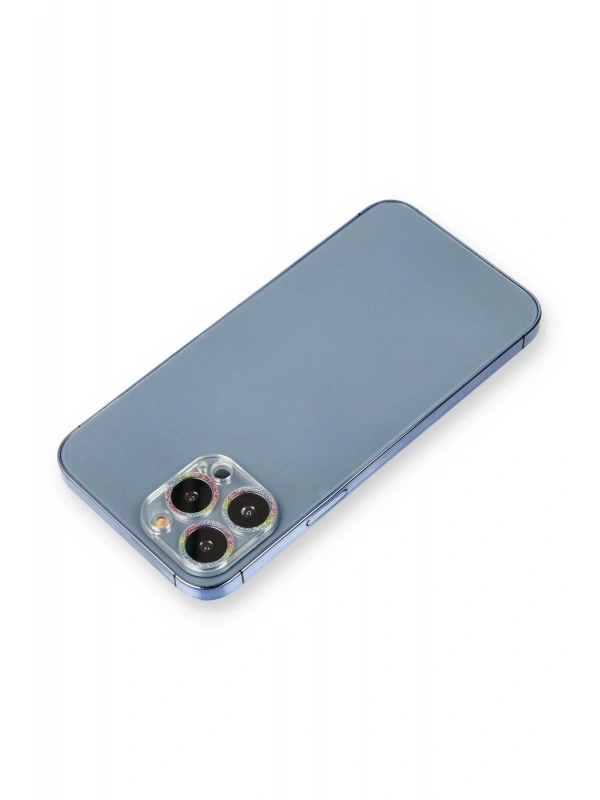 Newface Apple iPhone 12 Pro Max Shine Kamera Lens Koruma Cam - Rainbow