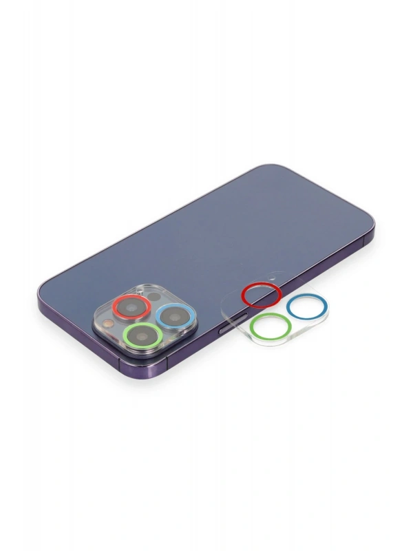 Newface Apple iPhone 12 Pro Renkli Kamera Lens Koruma Cam - Mavi-Yeşil