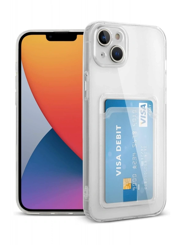 Newface Apple iPhone 13 Kılıf Kart Şeffaf Silikon - Şeffaf