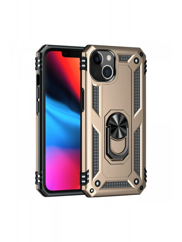 Newface Apple iPhone 13 Kılıf Sofya Yüzüklü Silikon Kapak - Gold