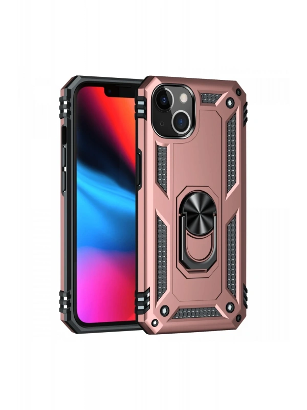 Newface Apple iPhone 13 Kılıf Sofya Yüzüklü Silikon Kapak - Rose