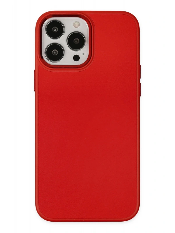 Newface Apple iPhone 13 Pro Kılıf Asya Deri Silikon - Kırmızı