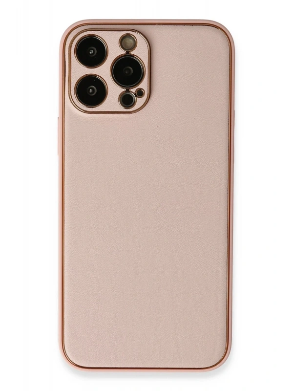 Newface Apple iPhone 13 Pro Kılıf Coco Deri Silikon Kapak - Pembe