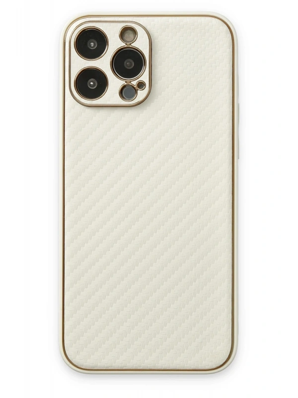 Newface Apple iPhone 13 Pro Kılıf Coco Karbon Silikon - Beyaz
