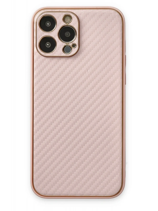 Newface Apple iPhone 13 Pro Kılıf Coco Karbon Silikon - Pembe
