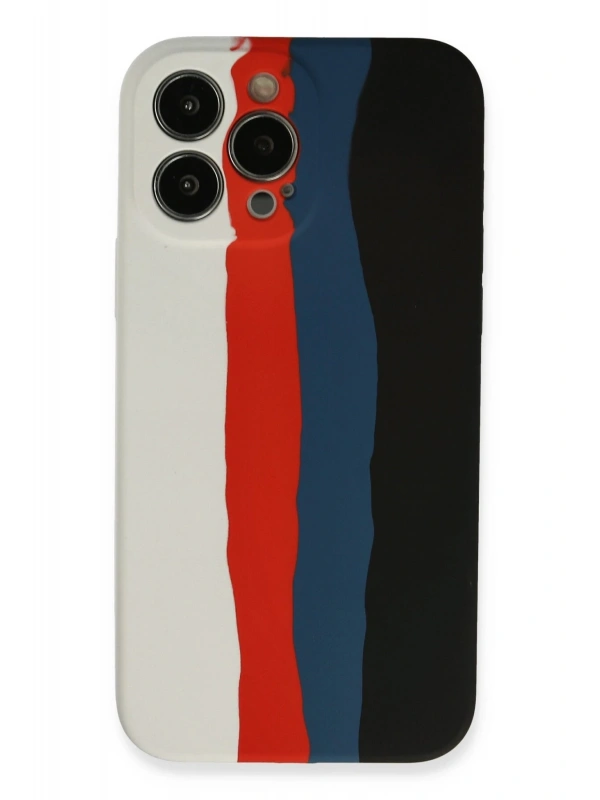 Newface Apple iPhone 13 Pro Kılıf Ebruli Lansman Silikon - Beyaz-Siyah