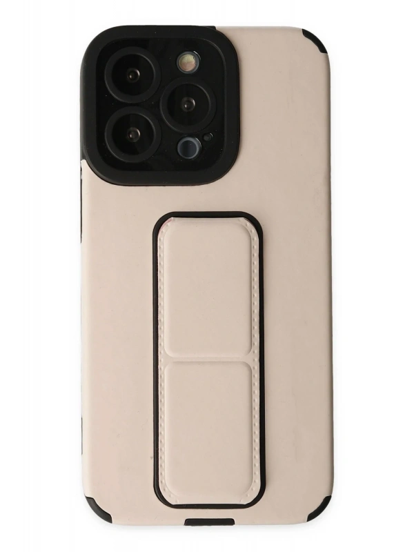 Newface Apple iPhone 13 Pro Kılıf Mega Standlı Silikon - Gold