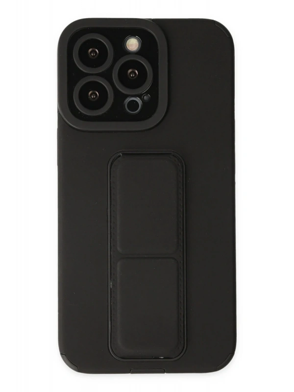 Newface Apple iPhone 13 Pro Kılıf Mega Standlı Silikon - Siyah