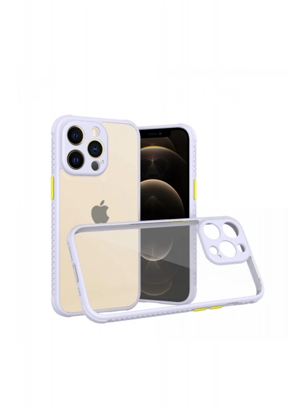 Newface Apple iPhone 13 Pro Kılıf Miami Şeffaf Silikon - Lila