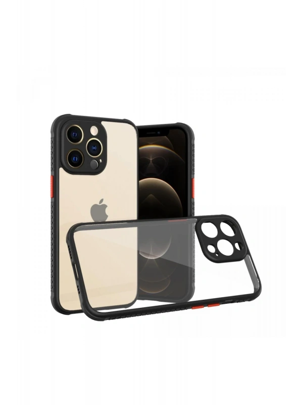Newface Apple iPhone 13 Pro Kılıf Miami Şeffaf Silikon - Siyah