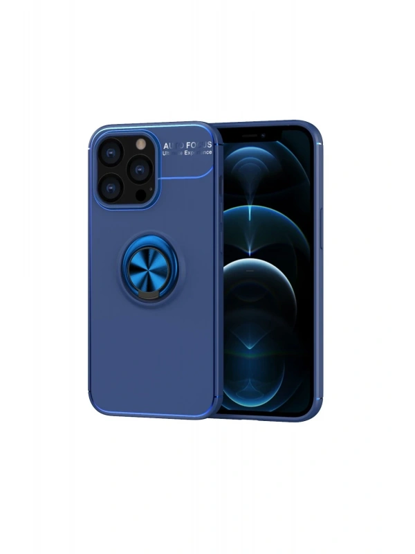 Newface Apple iPhone 13 Pro Kılıf Range Yüzüklü Silikon - Mavi