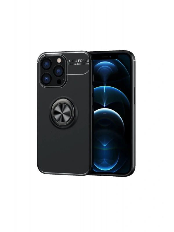 Newface Apple iPhone 13 Pro Kılıf Range Yüzüklü Silikon - Siyah