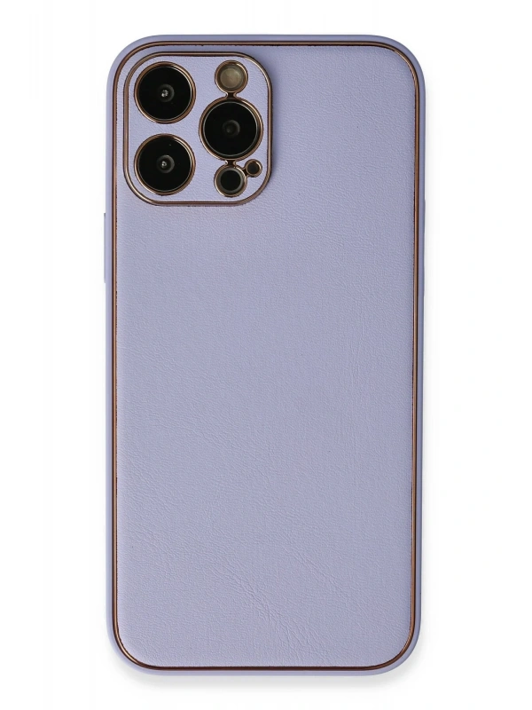Newface Apple iPhone 13 Pro Max Kılıf Coco Deri Silikon Kapak - Açık Lila