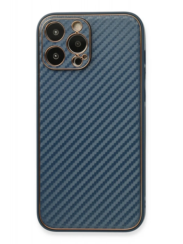 Newface Apple iPhone 13 Pro Max Kılıf Coco Karbon Silikon - Mavi