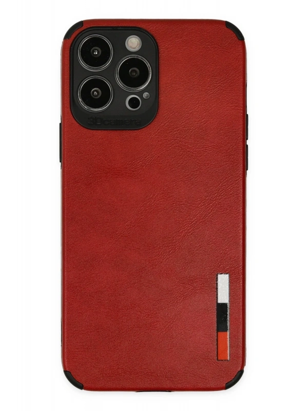 Newface Apple iPhone 13 Pro Max Kılıf Loop Deri Silikon - Kırmızı