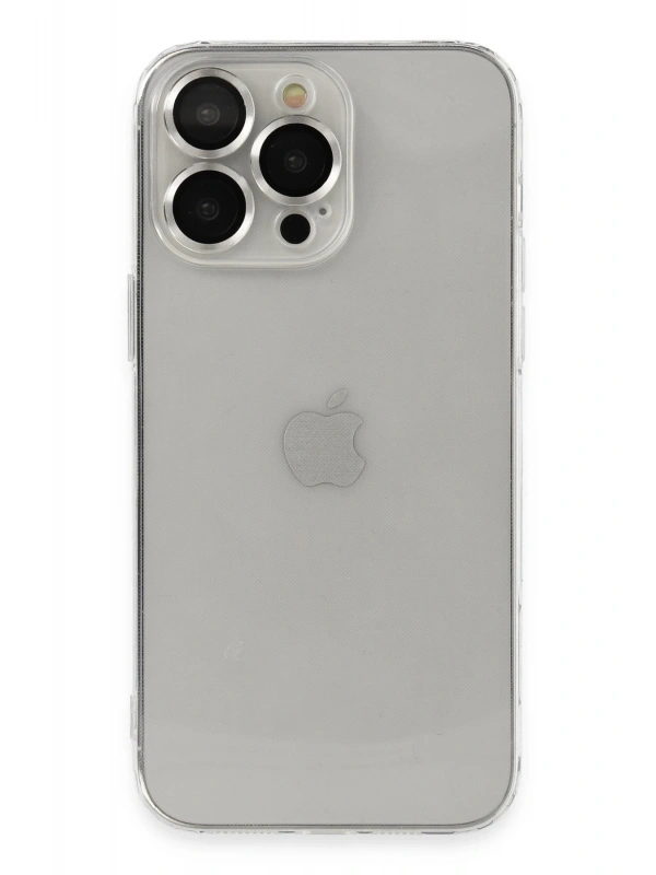 Newface Apple iPhone 13 Pro Max Kılıf Luko Lens Silikon - Gümüş