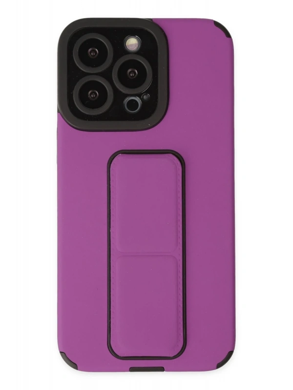 Newface Apple iPhone 13 Pro Max Kılıf Mega Standlı Silikon - Mor