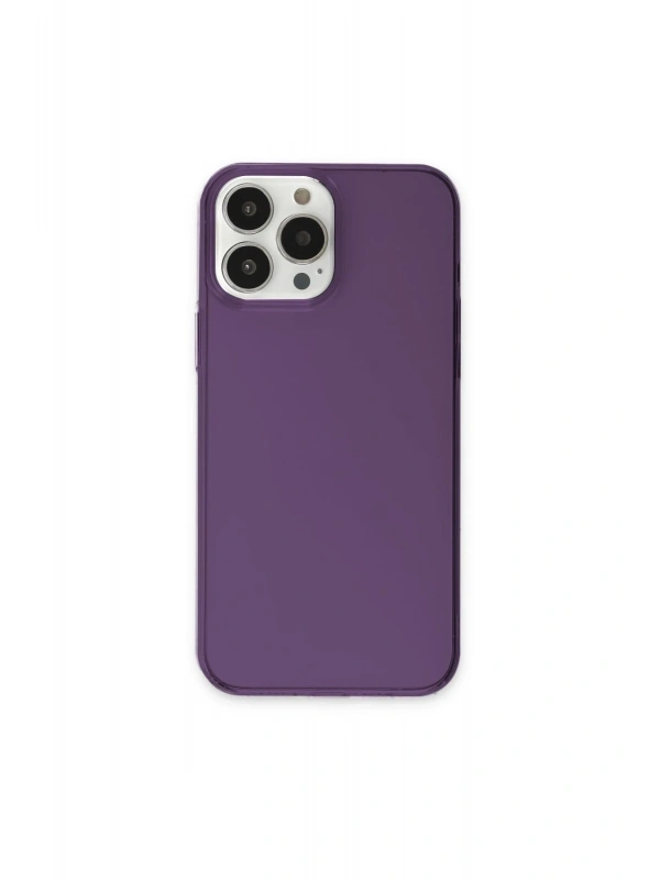 Newface Apple iPhone 13 Pro Max Kılıf Pc Sert Şeffaf Kapak - Mor