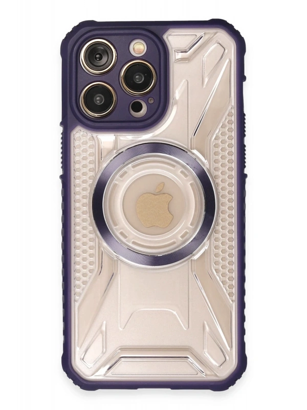 Newface Apple iPhone 13 Pro Max Kılıf Prag Magneticsafe Kapak - Derin Mor